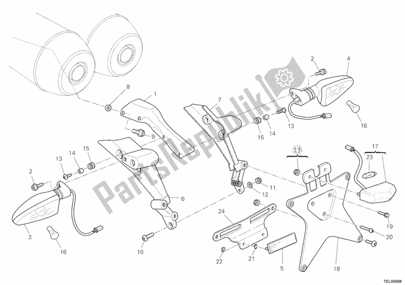 All parts for the Plate Holder of the Ducati Hypermotard 1100 EVO SP 2011